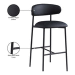 Lupita Vegan Leather Upholstered Bar Stool (834-C) in Black