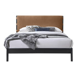 Abigail Vegan Leather Upholstered King Bed (3 Boxes) in Cognac