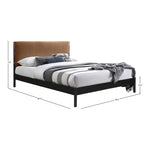 Abigail Vegan Leather Upholstered King Bed (3 Boxes) in Cognac