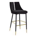 Sleek Velvet Upholstered Bar Stool in Black