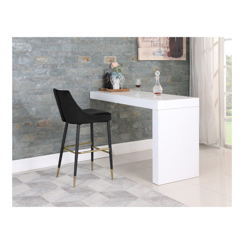 Sleek Velvet Upholstered Bar Stool in Black
