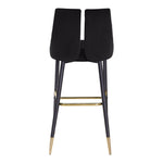 Sleek Velvet Upholstered Bar Stool in Black