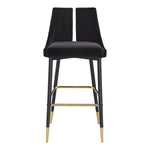 Sleek Velvet Upholstered Bar Stool in Black
