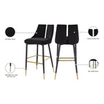 Sleek Velvet Upholstered Bar Stool in Black
