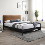 Abigail Vegan Leather Upholstered Queen Bed (3 Boxes) in Cognac