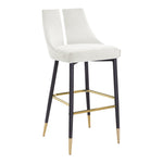 Sleek Velvet Upholstered Bar Stool in Cream