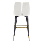 Sleek Velvet Upholstered Bar Stool in Cream