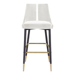 Sleek Velvet Upholstered Bar Stool in Cream