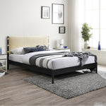Abigail Vegan Leather Upholstered Queen Bed (3 Boxes) in Cream