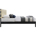 Abigail Vegan Leather Upholstered Queen Bed (3 Boxes) in Cream