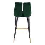 Sleek Velvet Upholstered Bar Stool in Green