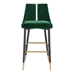 Sleek Velvet Upholstered Bar Stool in Green