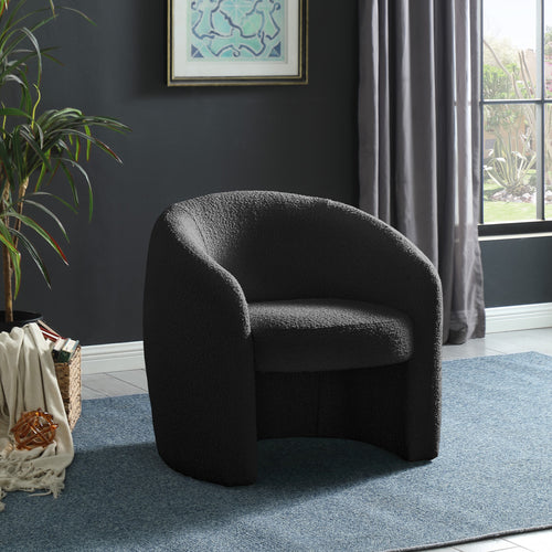 Acadia Boucle Fabric Upholstered Accent Chair in Black