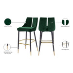 Sleek Velvet Upholstered Bar Stool in Green