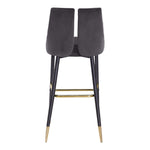 Sleek Velvet Upholstered Bar Stool in Grey