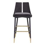 Sleek Velvet Upholstered Bar Stool in Grey