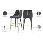 Sleek Velvet Upholstered Bar Stool in Grey