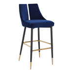 Sleek Velvet Upholstered Bar Stool in Navy