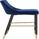 Sleek Velvet Upholstered Bar Stool in Navy