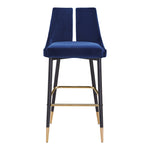 Sleek Velvet Upholstered Bar Stool in Navy