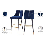 Sleek Velvet Upholstered Bar Stool in Navy