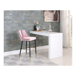 Sleek Velvet Upholstered Bar Stool in Pink