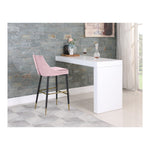 Sleek Velvet Upholstered Bar Stool in Pink