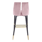Sleek Velvet Upholstered Bar Stool in Pink