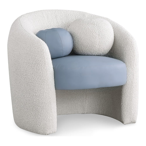 Acadia Boucle Fabric And Vegan Leather Upholstered Accent Chair in Blue
