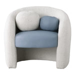 Acadia Boucle Fabric And Vegan Leather Upholstered Accent Chair in Blue