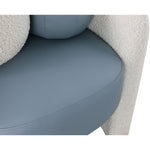 Acadia Boucle Fabric And Vegan Leather Upholstered Accent Chair in Blue