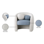 Acadia Boucle Fabric And Vegan Leather Upholstered Accent Chair in Blue