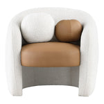 Acadia Boucle Fabric And Vegan Leather Upholstered Accent Chair in Cognac
