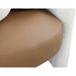 Acadia Boucle Fabric And Vegan Leather Upholstered Accent Chair in Cognac