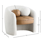 Acadia Boucle Fabric And Vegan Leather Upholstered Accent Chair in Cognac