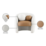 Acadia Boucle Fabric And Vegan Leather Upholstered Accent Chair in Cognac