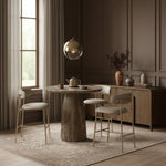 Lupita Vegan Leather Upholstered Bar Stool (833-C) in Taupe