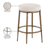 Ferro Performance Fabric Upholstered Bar Stool (77081-C) in Beige