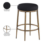 Ferro Performance Fabric Upholstered Bar Stool (77081-C) in Black