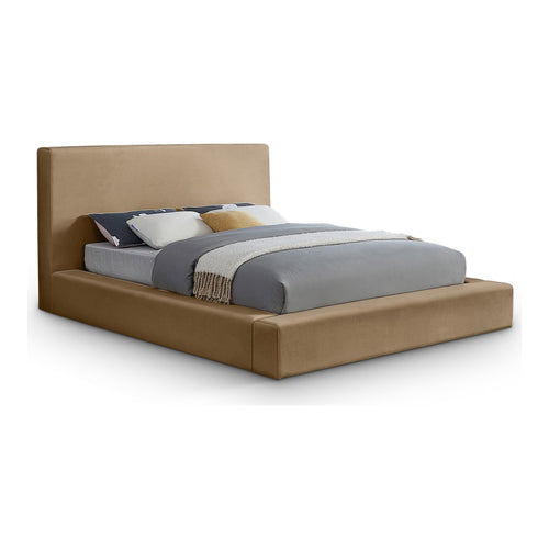 Dorian Velvet Upholstered King Bed in Beige