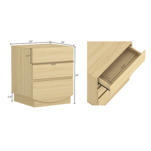 Ardea 20" Nightstand (3-Drawer) in Natural Oak