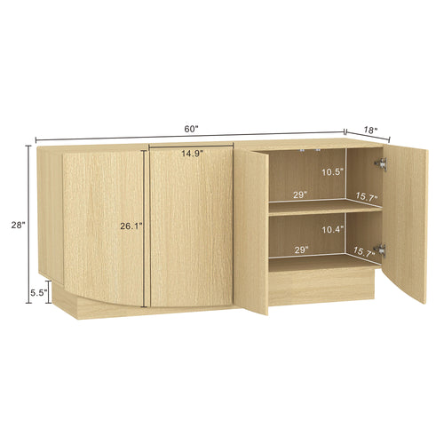 Ardea 60" Sideboard (4-Door) in Natural Oak