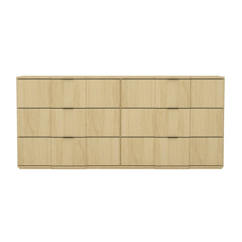 Clive 72" Dresser (6-Drawer) in Natural Oak and Gold