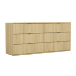 Clive 72" Dresser (6-Drawer) in Natural Oak and Gold