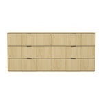 Clive 72" Dresser (6-Drawer) in Natural Oak and Gold
