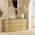 Clive 72" Dresser (6-Drawer) in Natural Oak and Gold