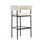 Onda Vegan Leather Metal Upholstered Barstool in Ivory