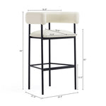 Onda Vegan Leather Metal Upholstered Barstool in Ivory