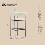 Onda Vegan Leather Metal Upholstered Barstool in Ivory