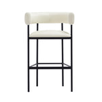 Onda Vegan Leather Metal Upholstered Barstool in Ivory